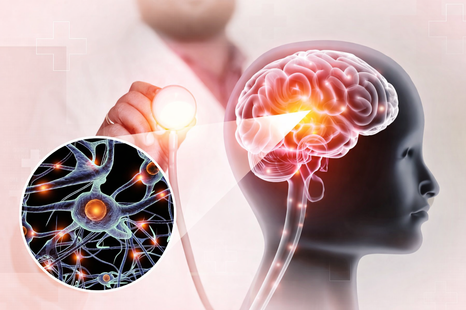 Neurologist reviewing brain MRI scan images